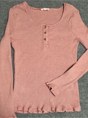 Copper Key Red White Striped Ribbed Knit Top Soft Girl Cozy Core Y2K  XL Preppy